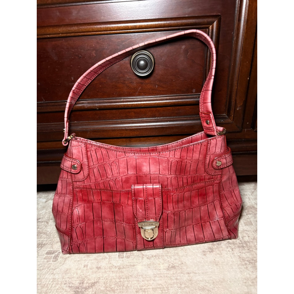 Liz Claiborne Red Crocodile Embossed Handbag Shoulder Bag